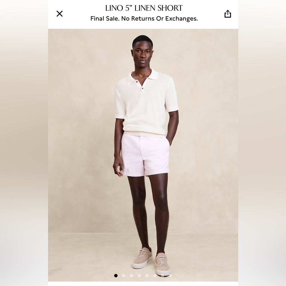 Banana Republic Men’s Pink Lino 5" Linen Short 31 Waist NWT